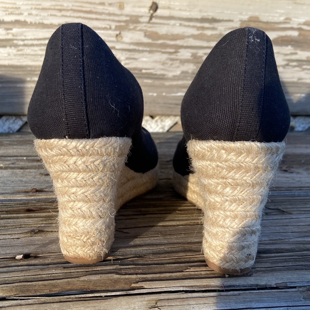 J. Crew Seville Espadrille Wedges in Black Canvas Women's Size 6.5 - Picture 10 of 11